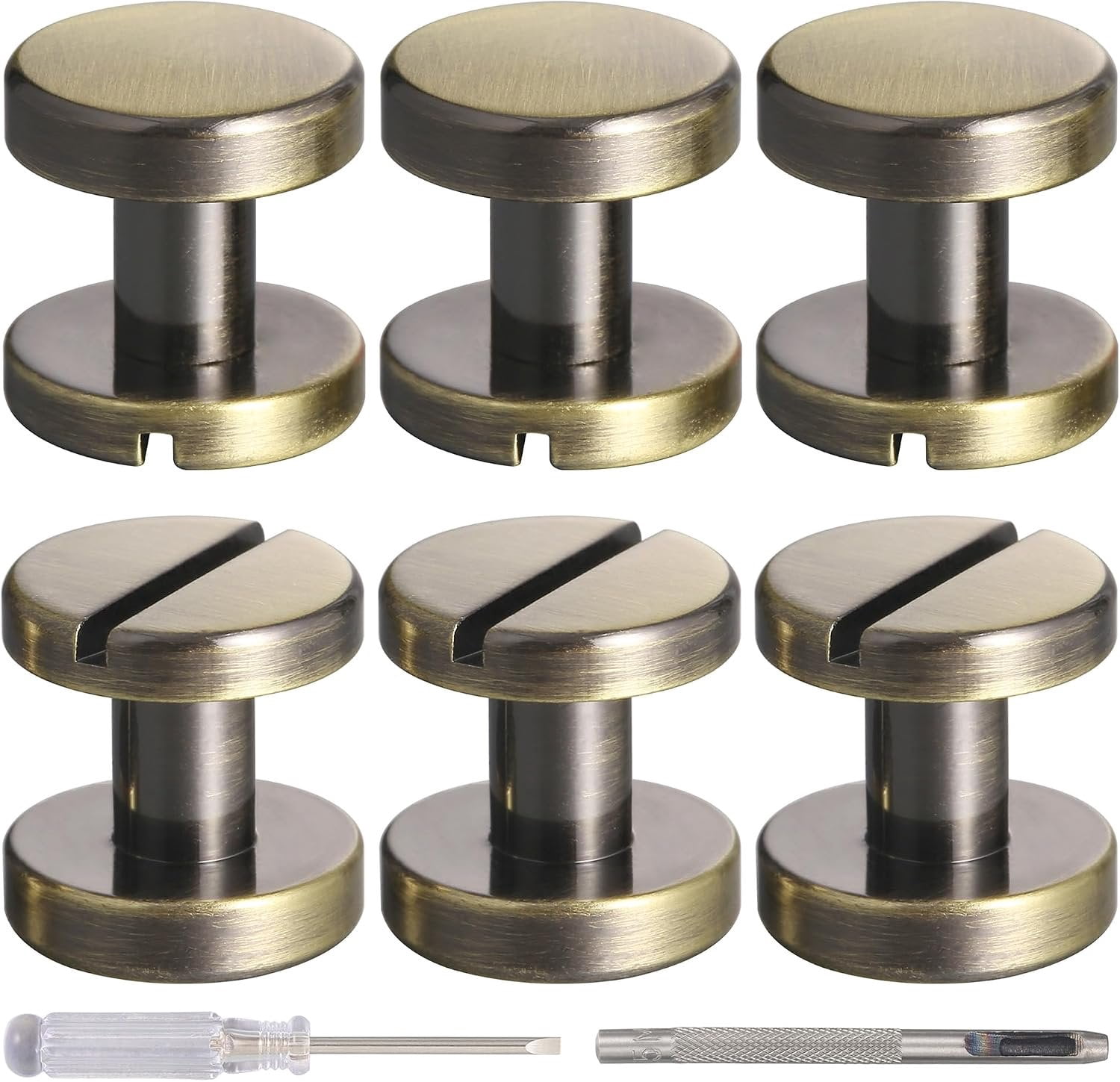 6 Sets 10x6MM Brass Chicago Screws Rivets for Leather Binding Screws ...