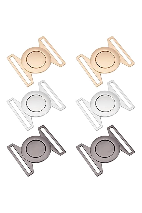 6 Sets 3 Colors Alloy Belt Buckles 1.8x1.5 Round Metal Hook Buckle Fastening Belt Accessories for Down Jackets Coats Windbreakers DIY Waist Belt Hand Sewing Dress Belt Making(2Sets/Color)