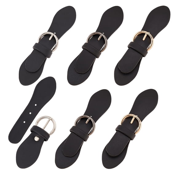 6 Sets 3 Colors Black PU Leather Buckles Tab Closures Cloak Clasp Fasteners with Alloy Roller Buckle Mixed Color 110~142mm 2 sets/color