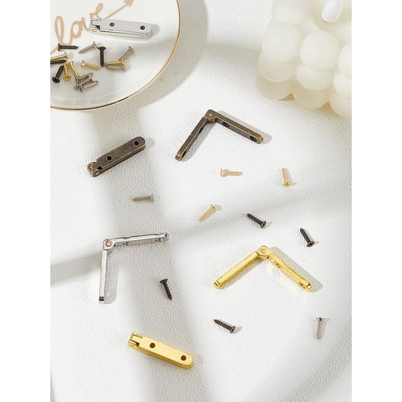 6 Sets 3 Colors Zinc Alloy Post Lag Hinge Wardrobe Door Accessories Mixed Color Small Hinges Screw for Chain Link Fence Wood Posts Wall 30x5.5x5mm Making DIY