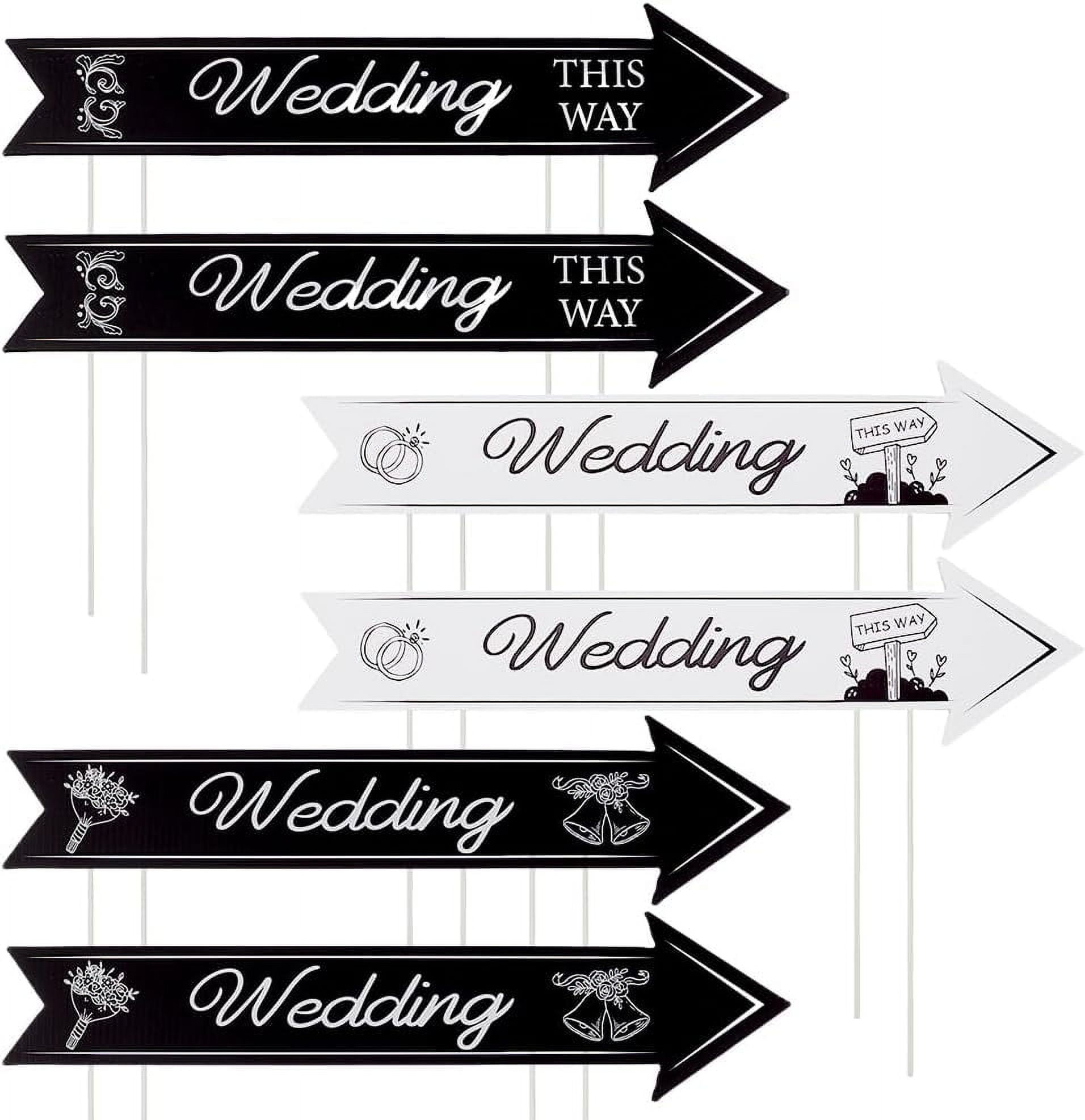 6 Sets 3 Styles Wedding Directional Yard Signs with Stakes 15.8x3.9 ...