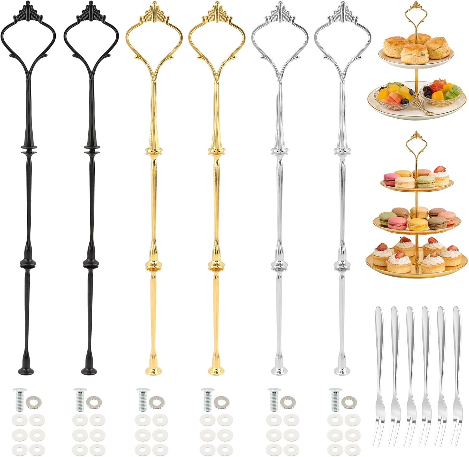 6 Sets 3 Tier Cake Stand Hardware, Tiered Tray Hardware Kit, Vintage ...