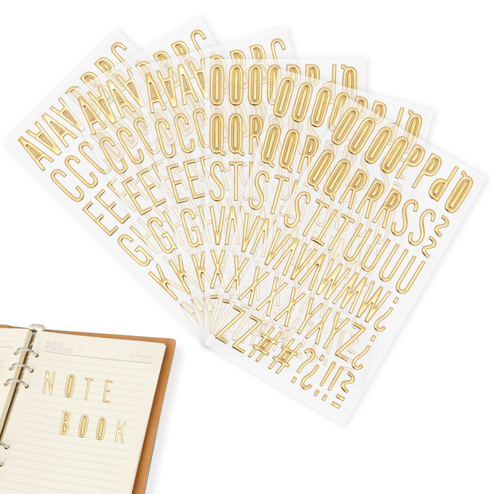 6 Sets 3D Gold Letter Stickers Glitter Alphabet Stickers 1 Inch Self ...