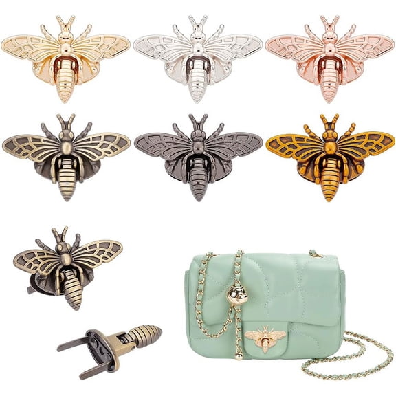 6 Sets 6 Colors 3D Bee Shape Bag Turn Buckles Alloy Purse Lock Purse Clasp Closure Lock Clutch Closure for DIY Leathercraft Shoulder Bag Handbag Purse Making 1box