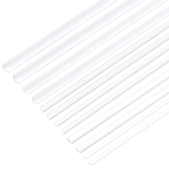 6 Sets 6 Style Plastic Bar Rods for DIY Sand Table Architectural Model Making White 250x2-5x1-3mm 1set/style
