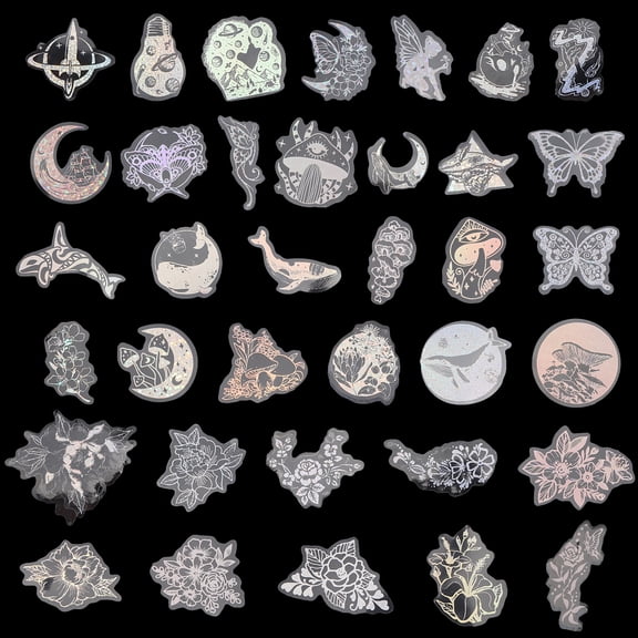 6 Sets 6 Styles PET Waterproof 3D Laser Adhesive Stickers Rainbow Color Decals for DIY Scrapbook Decorative Material Stickers