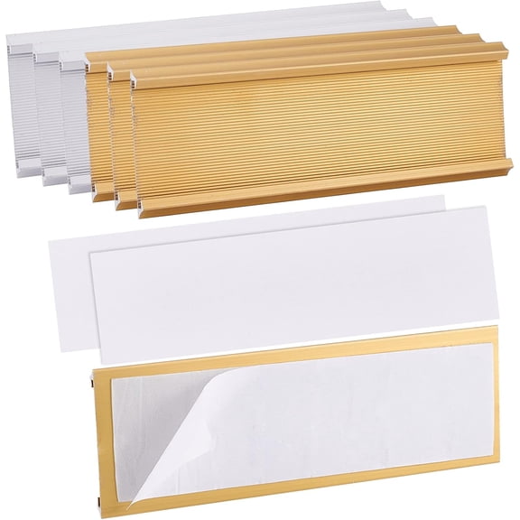 6 Sets Aluminum Desk Name Plate Holder 18x6cm Office Door Name Plate Holder Adhesive Wall Mount Sign Holder for Meeting Room Office Home Decor Supermarket Bakery