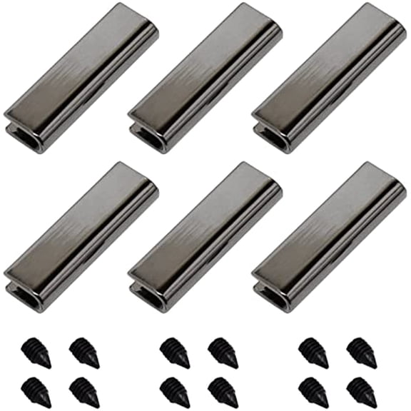 6 Sets Belt Tip with Screw Belt Buckle End Tip 1 Inch Webbing Tip Strap End Caps for Webbing Belt Belt Clip Repair Belt Ending DIY Sewing Craft(Black)
