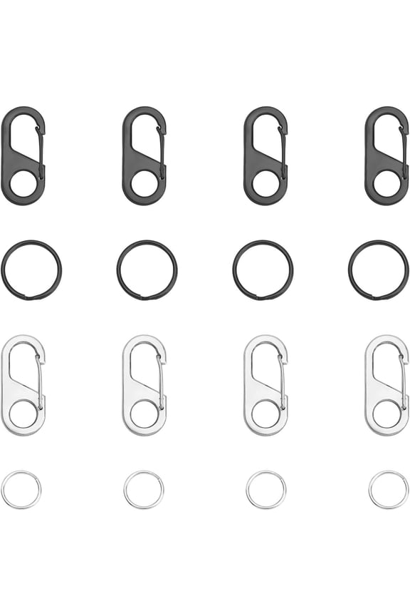 6 Sets Black & Stainless Steel Color Key Ring Spring Clasps Stainless Steel Lobster Clasp Key Ring Metal Split Key Keychain Rings for Home Car Keys Organization Mixed Color