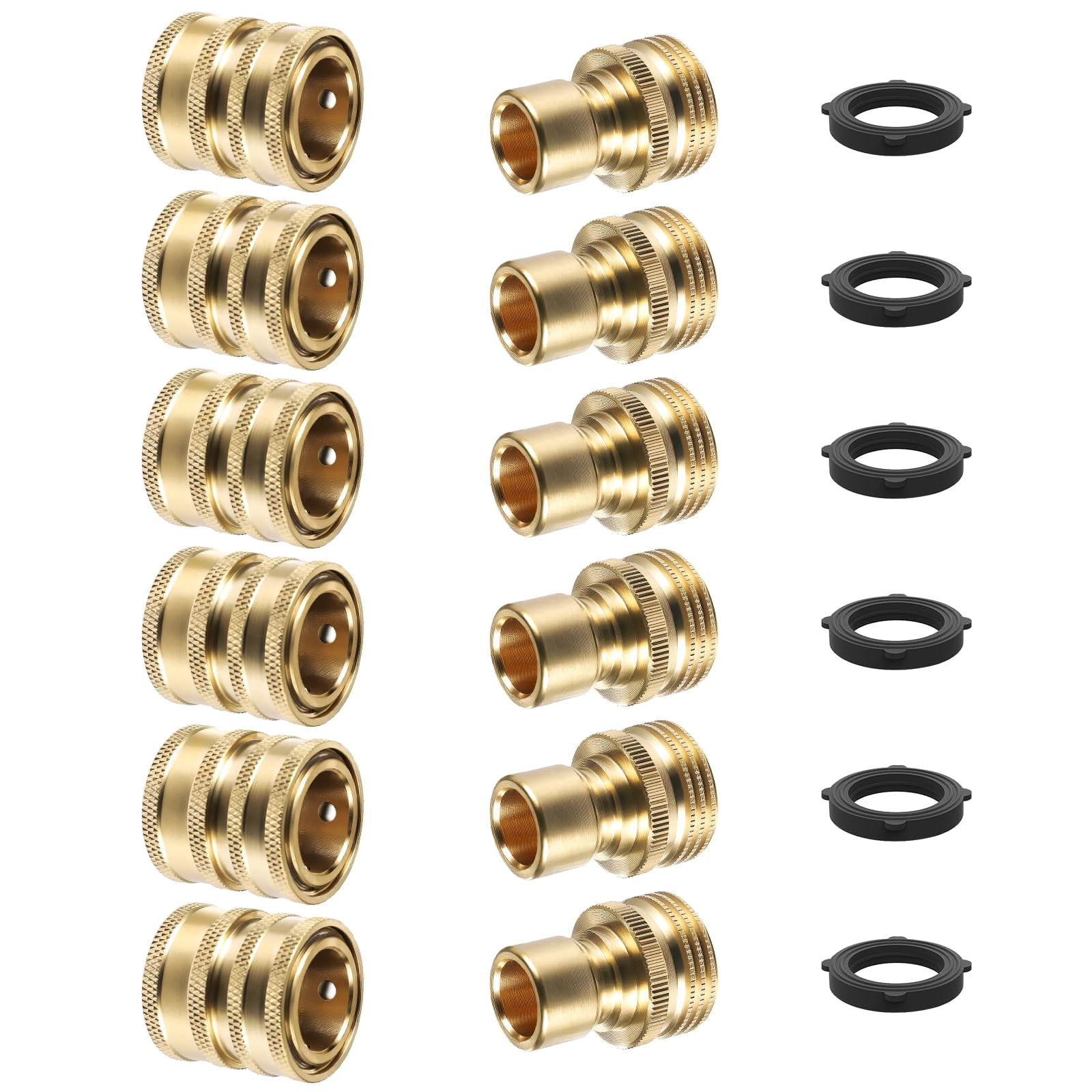 6 Sets Brass Quick Connect Hose Fittings  3/4 Inch Garden Water Connectors