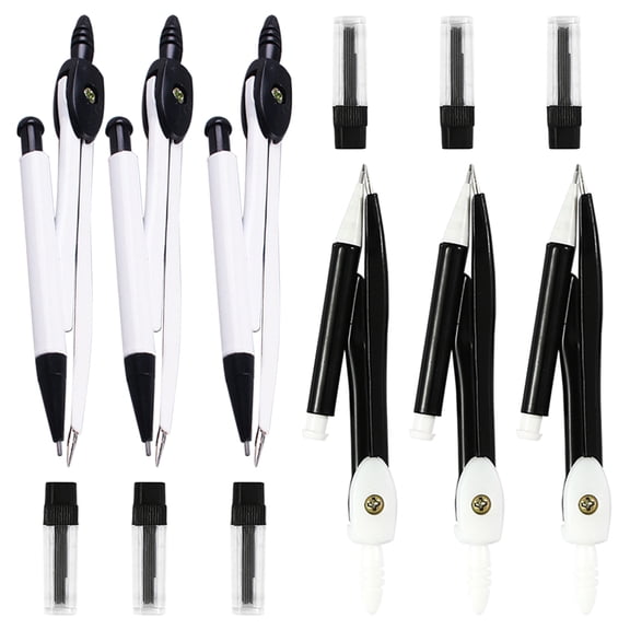 6 Sets Compasses Circle Drawing Tool Protractor Metal Pencil Large for Circles Student Child
