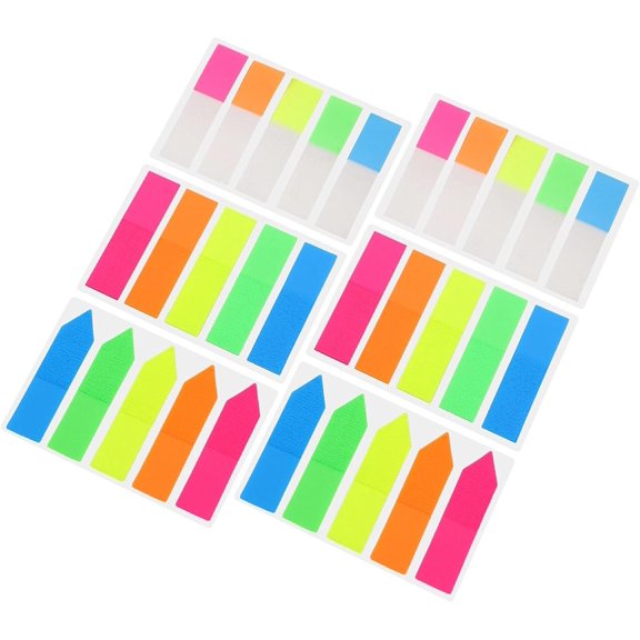 6 Sets of Fluorescent Index Tabs Flags Sticky Page Tabs Writable Book Markers Sticky Notes Flags for Reading Book Classifying File Marking Document Page Tabs