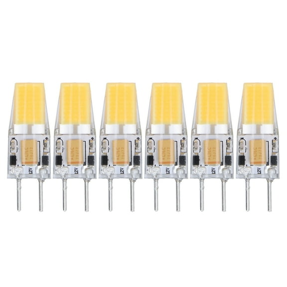 6 Sets GY 6.35 LED Light Bulb Dimmable,5w AC DC 12V COB Base Warm White Halogen Replacement for Desk Lamp, Accent, Display, Landscape Lighting