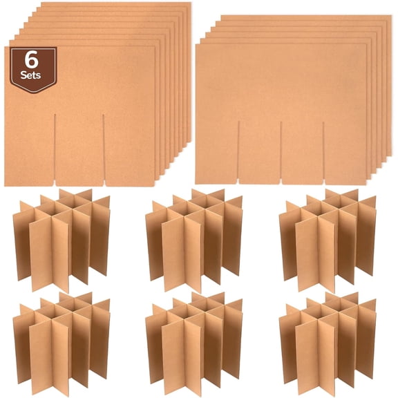 6 Sets of Glass Dividers for Moving Boxes Packing Boxes Kit for Moving Dishes Wine Boxes for Moving, Packing Supplies for Fits in 16 x 12 x 12 Inch Box (Box Not Included)