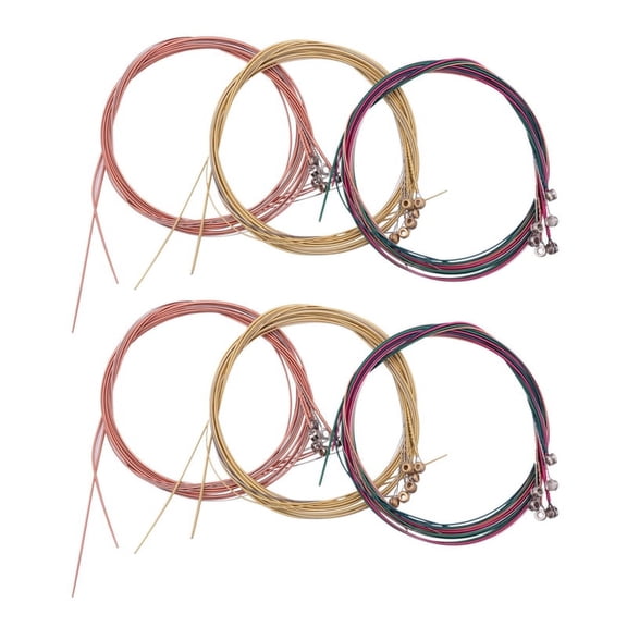 6 Sets Guitar Strings Replacement Steel String for Acoustic Guitar (2 Brass Set, 2 Copper Set and 2 Multicolor Set),6 Set of guitar strings,Picture color