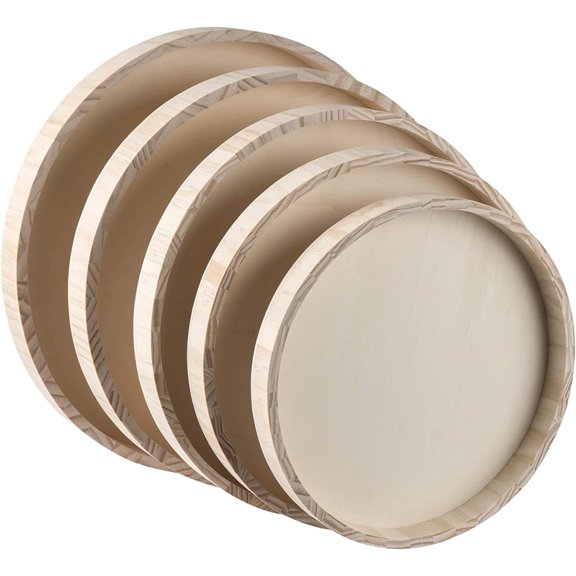 6 Sets of Hammont Wooden Nested Serving Trays - Five Piece Set of Round Shape Wood Trays (30 Trays Total) for Crafts | Circle Kitchen Nesting Trays for Serving Pastries, Snacks, Mini Bars, Chocolate