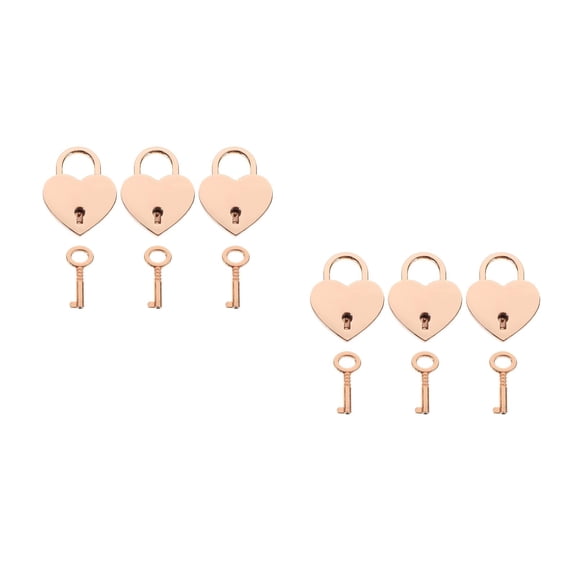 6 Sets Heart Shaped Small Padlock Keyed Mini Love Locks for Storage Box Diary Book