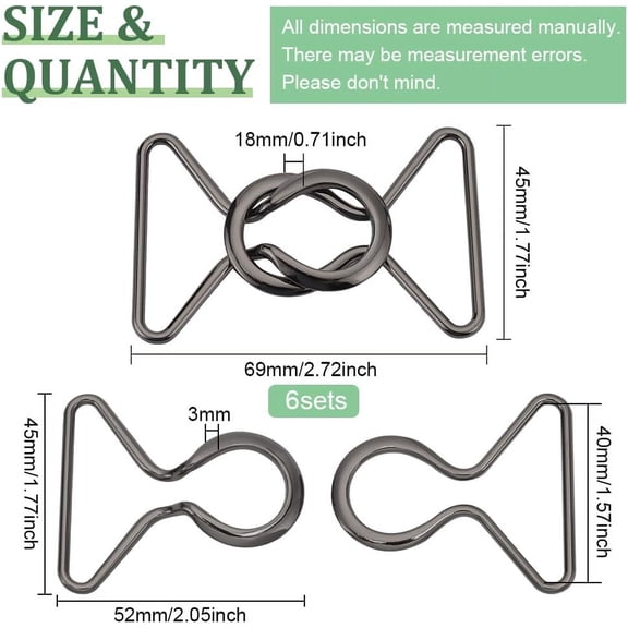 6 Sets Interlocking Metal Buckle 1.6 Inch Quick Release Buckle Interlocking Buckle Clasp Belt Accessories for DIY Waist Belt Replacement Buckle (Gunmetal)