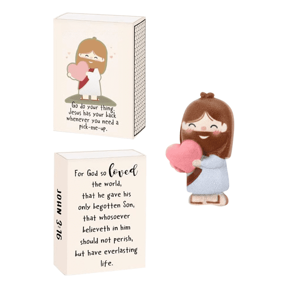 6 Sets Jesus Valentine Valentine Loves You Figurines Small With Storage Box Pocket For Coworkers Church Sunday School Students Easter Egg Plastic 5*3.5*1.5CM