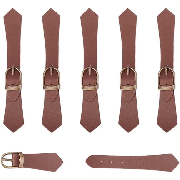 6 Sets Leather Sew-On Toggles Closures Brown PU Leather Snap Toggle Duffle Jacket Buckle Metal Leather Clasp Fasteners Replacement for Coat Jacket DIY Craft Mixed Color