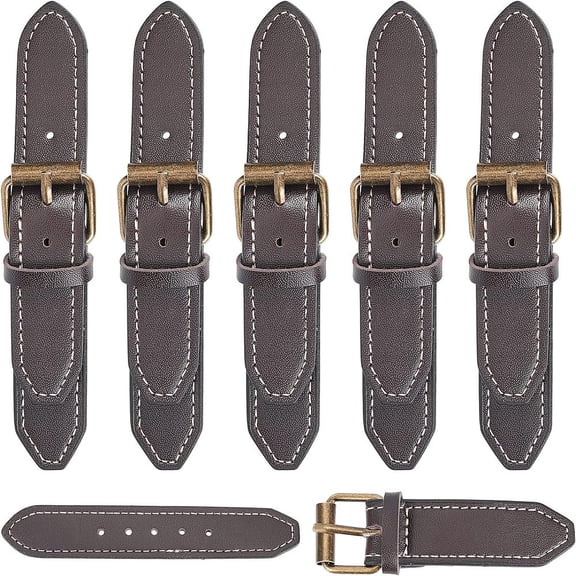 6 Sets Leather Sew-On Toggles Closures Coconut Brown PU Leather Snap Toggle Sew On Duffle Jacket Buckle Metal Leather Clasp Fasteners