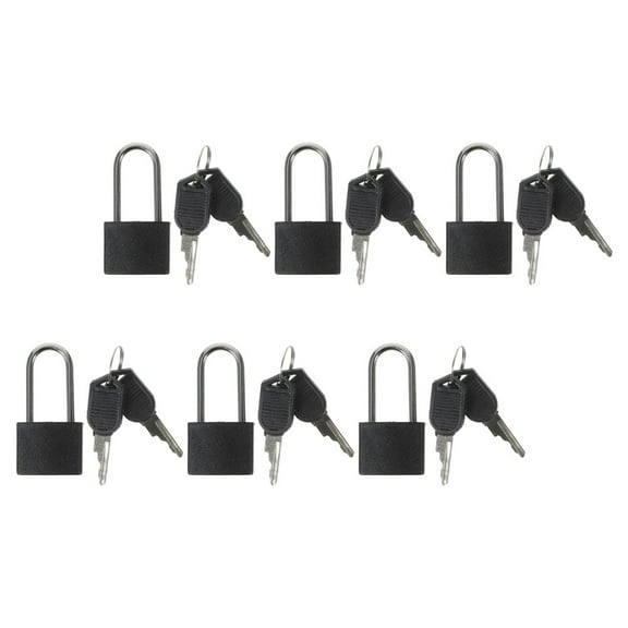 MLINS Mini Locks With Keys 6Set Small Padlock Black Plastic Copper Alloy Iron For General Users Home Office Gift