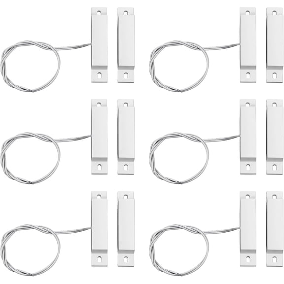 6 Sets Magnetic Reed Switch MC-32 NC Surface Mount Wired Security Door Window Alarm Door Window Contact Sensor for Home Security Burglar Alarm Systems (White)