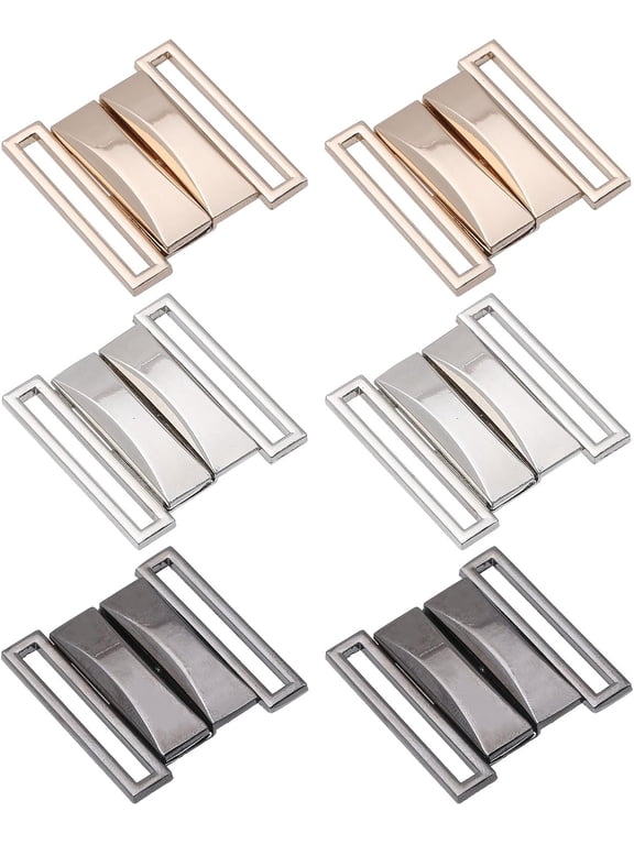 6 Sets Metal Belt Buckle Clasps Rectangular Metal Clasp Buckles Alloy Decorative Waist Belt Buckles Clips for Leather Straps Belt Shirt Dress Jackets DIY Accessories DIY