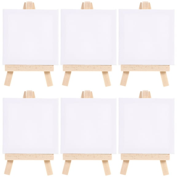 6 Sets Mini Paint Canvas Small Canvases for Painting Easel Complete and