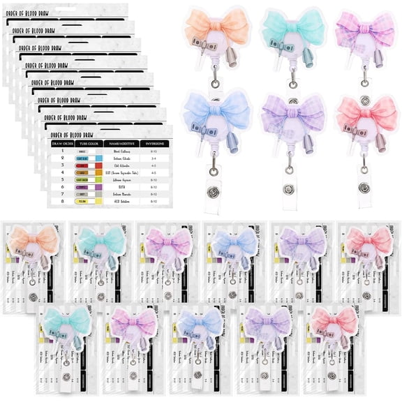 6 Sets Phlebotomy Badge Reel with Order of Draw Reference Cards Phlebotomist Appreciation Gifts for Phlebotomists Coworkers Office Supplies