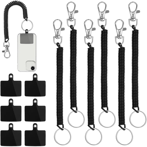 6 Sets Phone Lanyard Tether with Patch Anti-Drop Cellphone Tether Strap Anti Theft Phone Strap Carabiner Retractable Charms Straps for Most Smartphone Protection Skiing Hiking Cycling