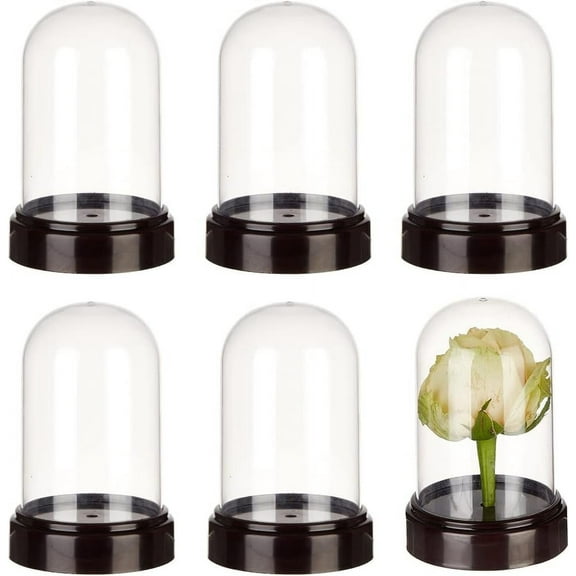 6 Sets Plastic Dome Cover 2.774.2" in Diameter Plastic Display Dome Cloche Dome Mini Clear Display Dome with Plastic Base for Centerpieces Plants Rocks Specimens Decorations Crafts Clear DIY