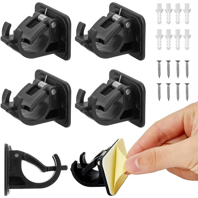 6 Sets Plastic Rod Bracket Self Adhesive Curtain Rod Holder No Drilling