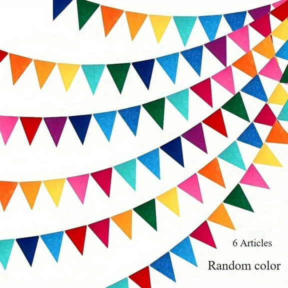 6 Sets of Rainbow Triangle Flags with Ribbons Decorations Colorful Flags String Triangle Flags Wholesale Rainbow Flags Suitable for Carnival Birthday Party Holiday Decoration (Rainbow Colors)