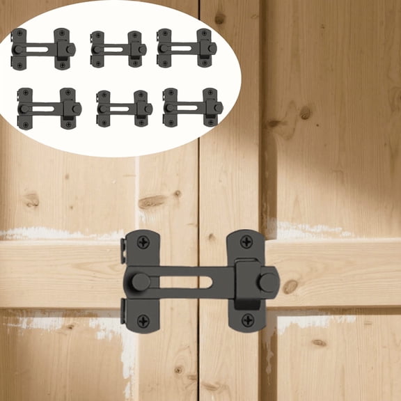 6 Sets Metal Small Door Locks (with Screws), L Flip Locks, Rust-resistant for Barn Doors, Cabinets, Windows, Bathrooms