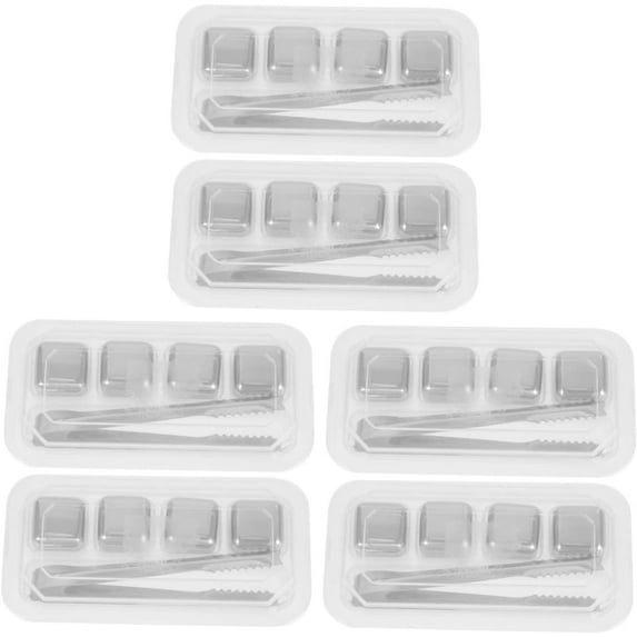 6 Sets Sphere for Cooling Whiskey Vodka Steel Wine Chilling Stainless Red Birthday Beer Juice Retirement Metal Ideas Gifts Stones Men Ice Husband Whisky and Drinks Tongs Cool