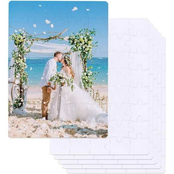 6 Sets Sublimation Blank Jigsaw Puzzles 5.7 x 7.8 Inches A5 White Puzzle Pieces Craft Blanks Jigsaw Pieces for Adults Sublimation Transfer Thermal