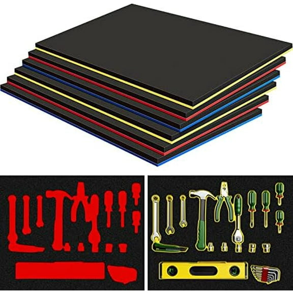 6 Sets Tool Box Foam Organizers Adjustable Tool Box Liner Inserts Foam Non Slip Liner Mat for Drawers Cabinet Chest Accessories Supply (17 x 22 Inch)$$Tools