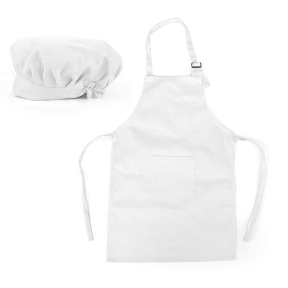 6 Sets Toptie Colorful Cotton Canvas Kids Aprons and Hat Set (S-XXL)-White-S