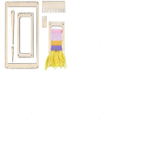 6 Sets Wood Weaving Loom Kit Bookmark Weaving Loom with Weaving Comb and Weaving Crochet Needle Knitting Loom Tools for making