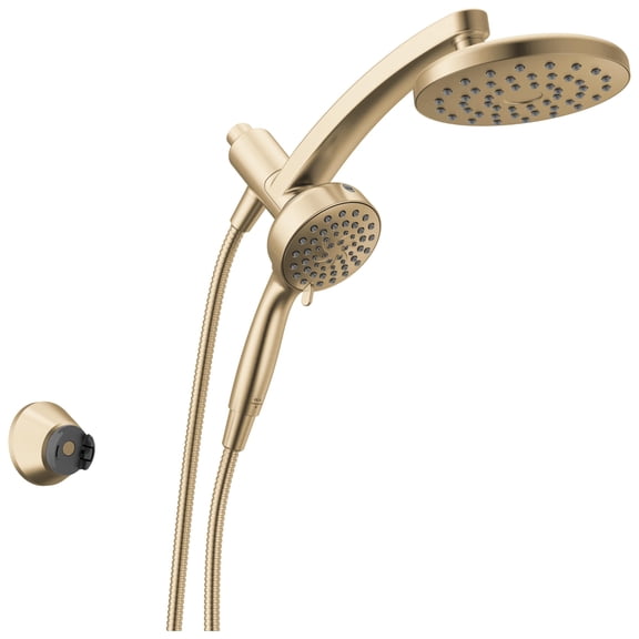 6 Setting 3 in 1 Combination Shower Head with High Pressure Spray, Chrome Round Rainfall Shower Head with Handheld Spray, 1.75 GPM