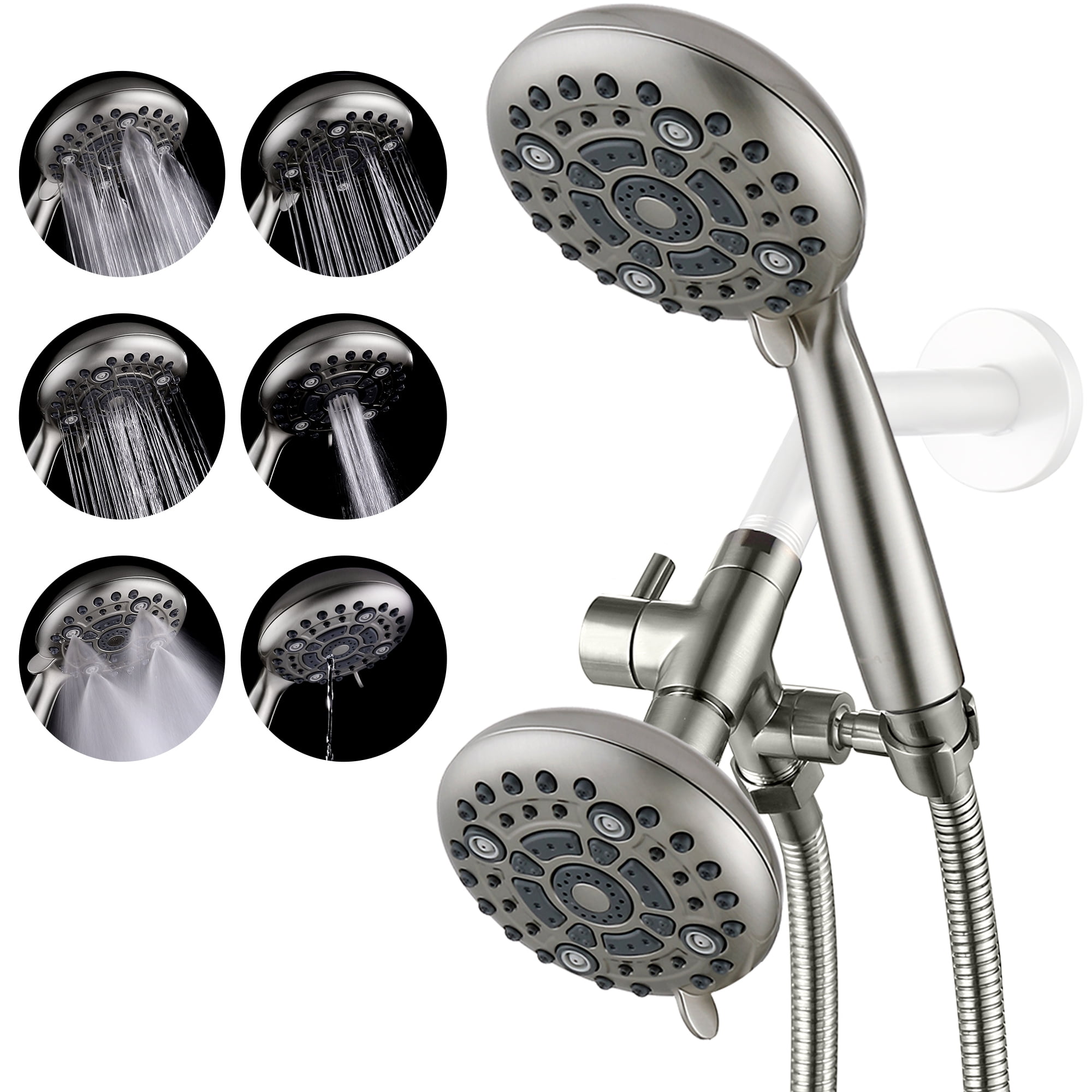 6 Settings High Pressure Dual Shower Head with handheld Combo, and 71