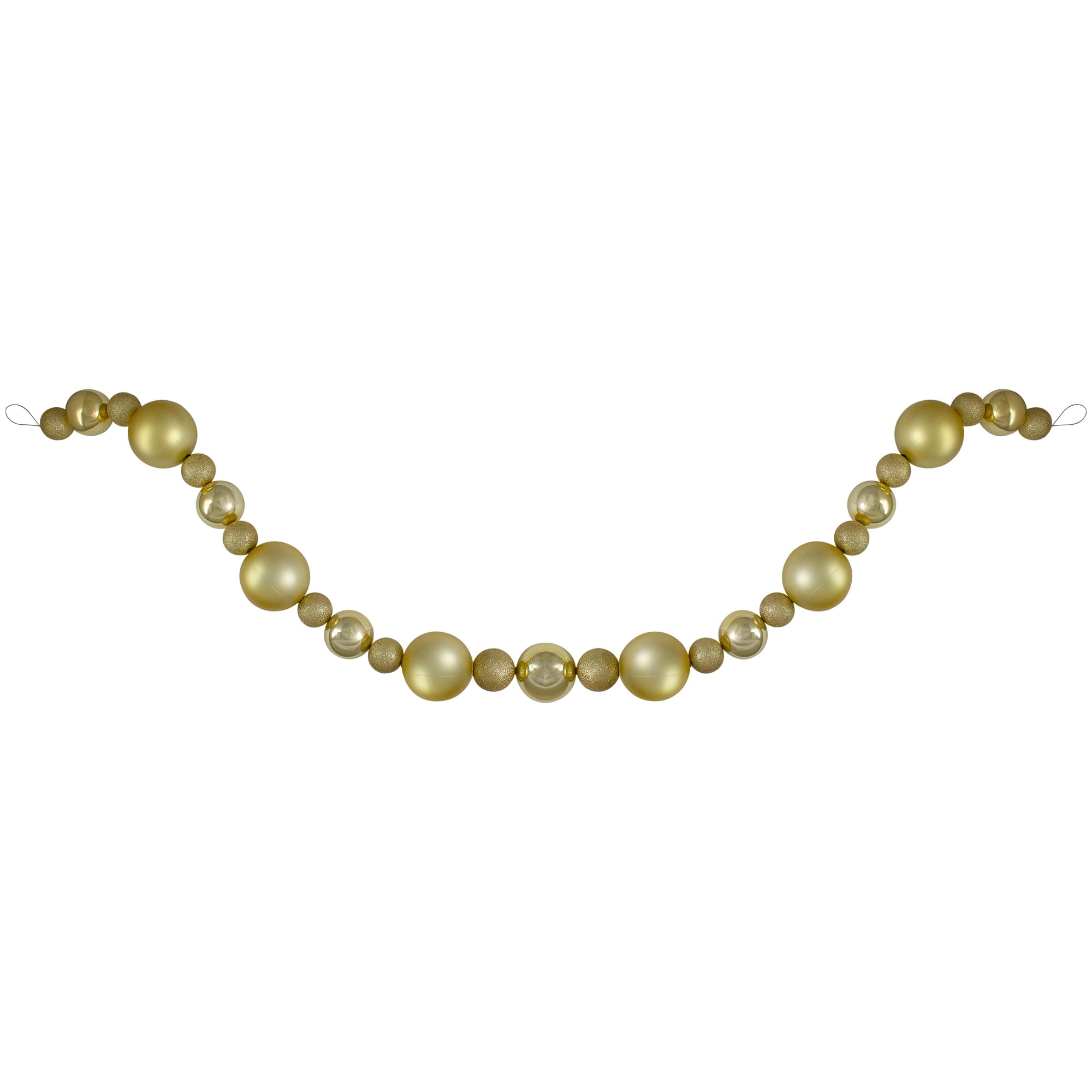 6' Shatterproof Ball 3-Finish Christmas Garland Gold