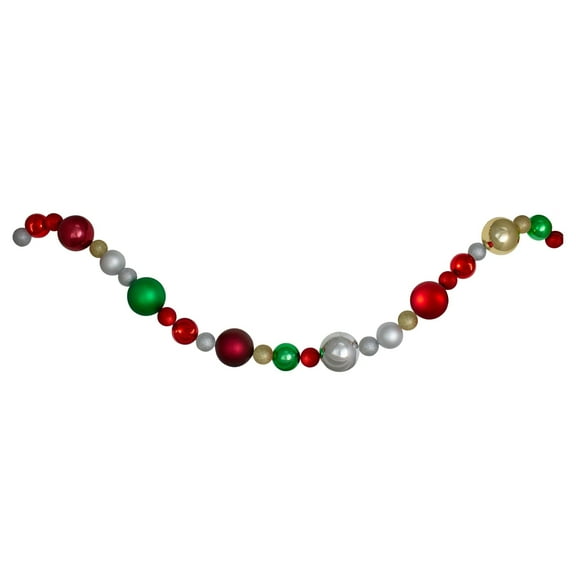 6' Shatterproof Ball Artificial Christmas Garland - Unlit Red Green Burgundy and Gold
