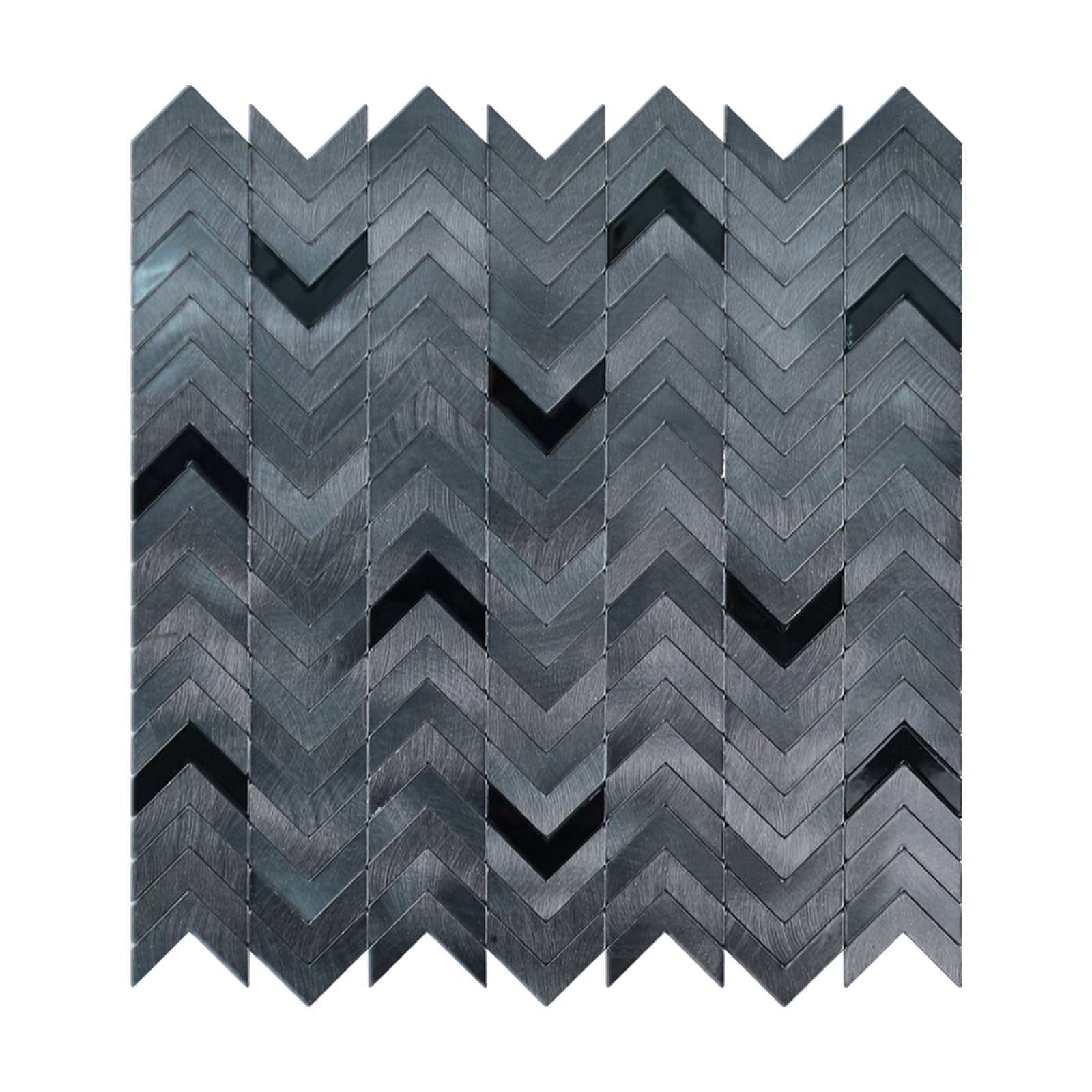 6-Sheet Black Peel and Stick Backsplash, Self-Adhesive Herringbone Stick on Wall Tiles Aluminum Metal Backsplash for Kitchen Bathroom Fireplace