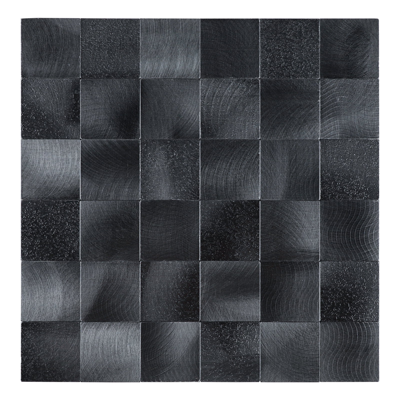 6-Sheet Black Peel and Stick Backsplash Square Tile, 12\, image size:1600x1600