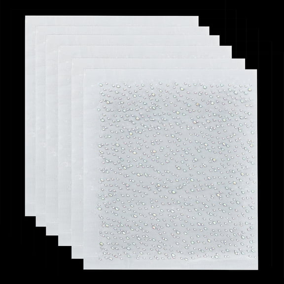 6 Sheet Glitter Rhinestone Iron on Transfers AB Color Glass Rhinestone Hotfix Appliques Rhinestone Decals Hot Melt Sparkle Flat Round Rhinestone Patch