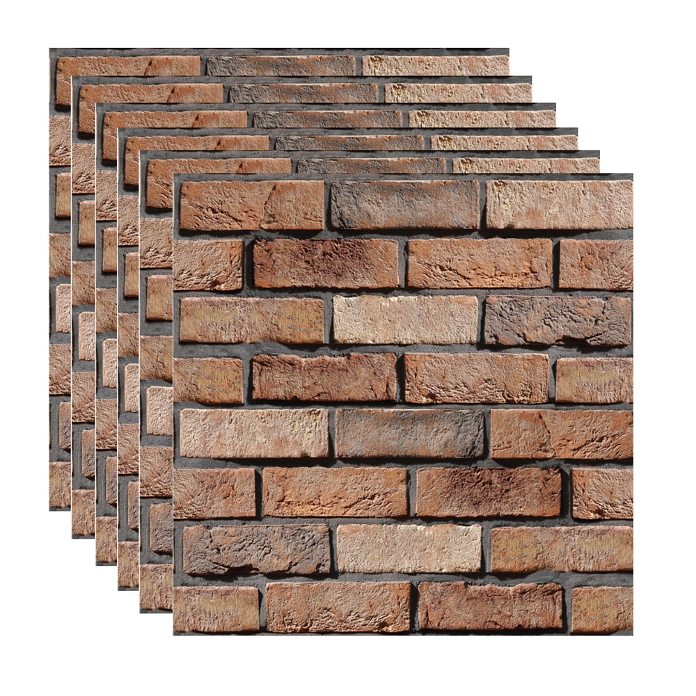6 Sheet Self Adhesive PVC Wallpaper 3D Tile Wall Sticker Mosaic Brown Brick Backsplash 12"x12"