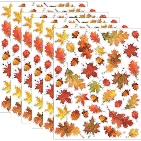 6 Sheet Window Static Stickers,Autumn Leaves Cling Decorations,Glass Small Stickers,Thanksgiving Maple Leaves Decorations,for Window Wall Home Classroom Bulletin Board (56 Pcs)