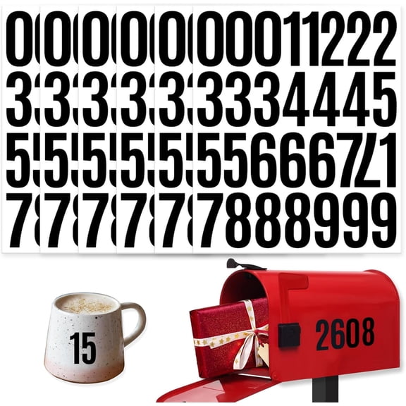 6 Sheets 2 Inch Mailbox Numbers Stickers Vinyl Decals,Self Adhesive Number Waterproof House Address Numbers for Outside Mailbox,Signs,Window,DIY Crafts Making,Door,Car,Home,Business(Black)